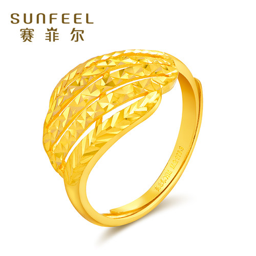 赛菲尔珠宝黄金戒指 风尚车花足金999.9活口女戒车花闪耀计价 - 图3
