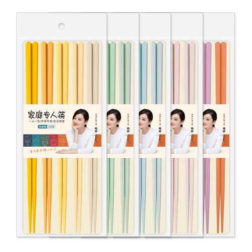 马卡龙彩色筷子家庭2026新款尖头高档家用日式合金防滑防霉耐高温 - 图0