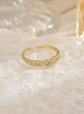 创意镂空大象镶钻戒指开口戒女简约时尚个性设计甜美百搭学生品