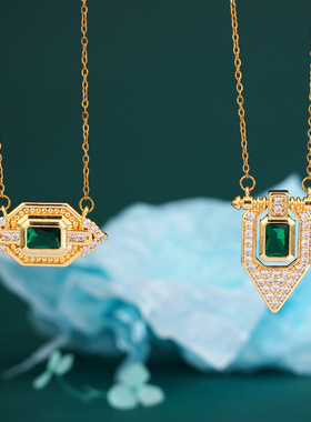 项链女夏季旗帜爆款时尚复古吊坠高级感满钻旗帜百搭跨境饰品