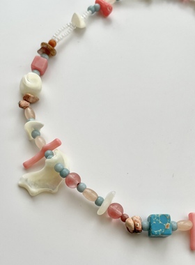 奶油苏打锁骨链天然石小众甜酷