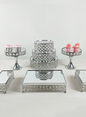 欧式跨境水晶是手工创意甜品台展示架摆件甜点糕点托盘摆放