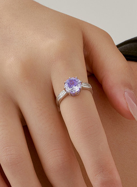 S925纯银高级感玫瑰切彩宝戒指女