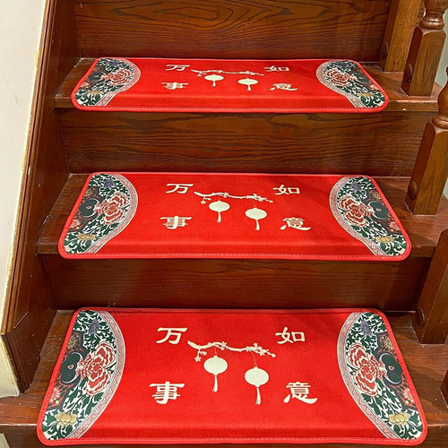 实木楼梯踏步垫裁剪防滑满铺台阶贴新中式免胶自粘可擦洗地垫定制 - 图1
