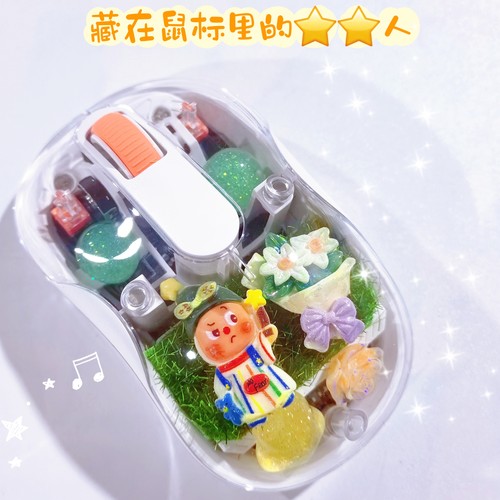 手工星星人鼠标透明蓝牙双模无线可爱卡通磁吸办公家用电脑iPad - 图2
