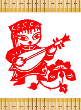 儿童教学剪纸窗花小音乐家剪纸画装饰画幼儿园教程手工作品益智