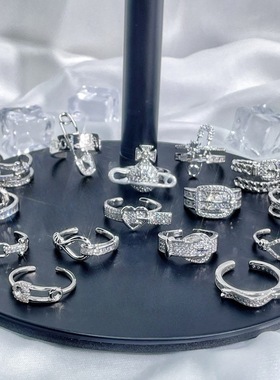 轻奢高级感满钻皮带扣开口戒指女回形针气质时尚ins冷淡风食指戒