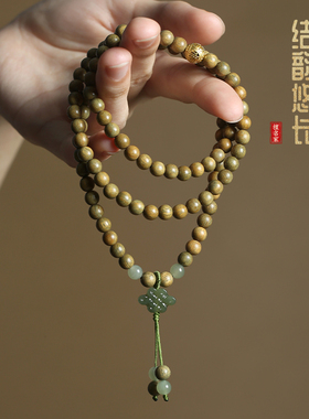 绿檀木手串108颗佛珠项链
