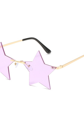 五角星星太阳镜女士无框墨镜