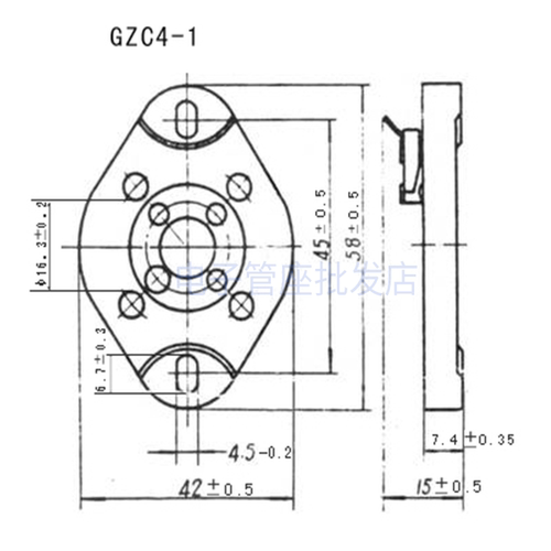 陶瓷平板镀金镀锡GZC4-1四脚管座2A3 300B FU811 811A 866 572B等 - 图2