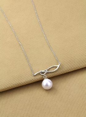 纯银桃心珍珠项链生日礼物吊坠