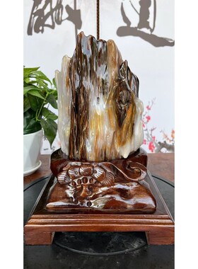 缅甸树化玉原石桌面摆件日常送礼