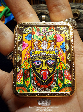 扎基拉姆手绘唐卡佛牌嘎乌盒