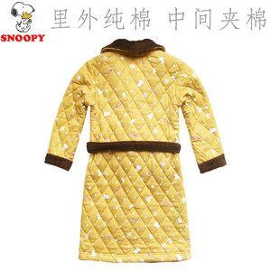 史努比男童纯棉浴袍正品童装女童浴袍儿童睡袍三层夹棉睡衣家居服