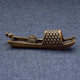 Old brass awning boat, creative incense stick, traditional fishing boat table top ornaments, tea pets, antiques, miscellaneous old copper ornaments