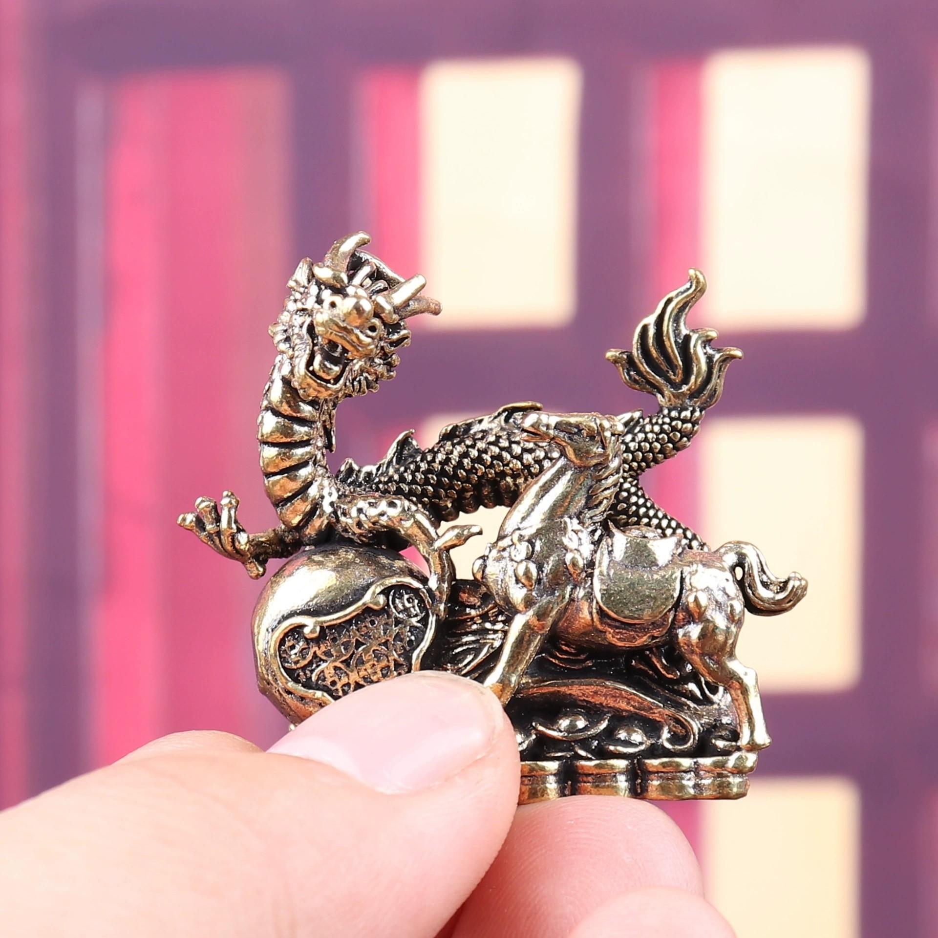 纯黄铜龙马精神生肖龙马复古老物件茶宠桌面造景装饰工艺品铜摆件,淘宝优惠券,粉丝福利购,淘宝优惠卷