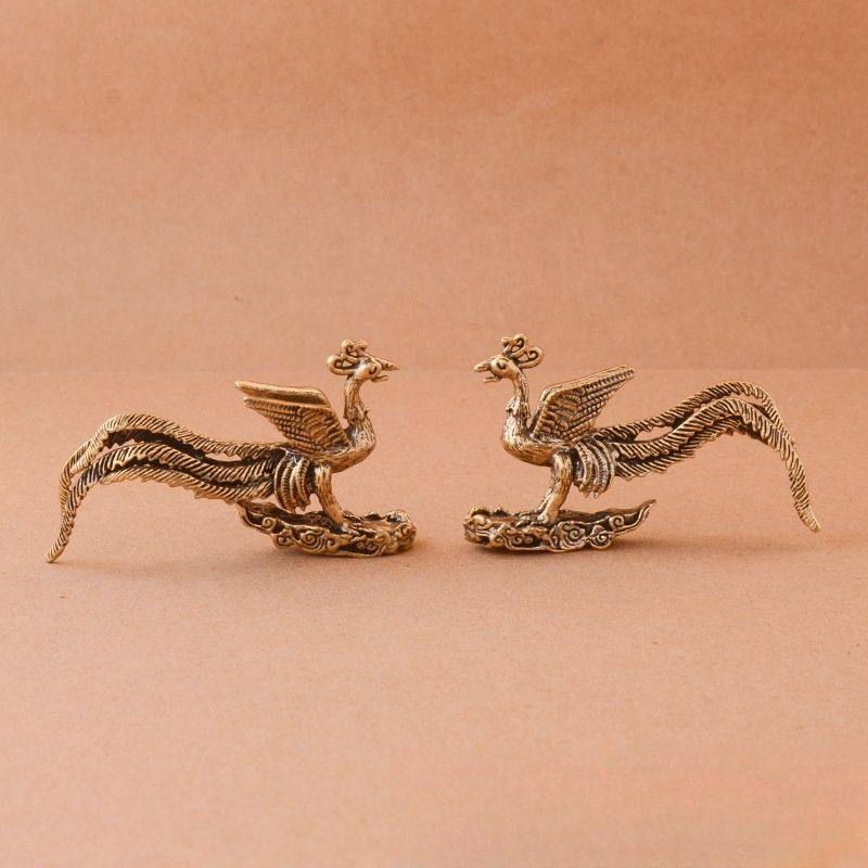 创意黄铜凤凰龙凤呈祥复古黄铜茶宠居家装饰办公室桌面工艺品摆件,淘宝优惠券,粉丝福利购,淘宝优惠卷