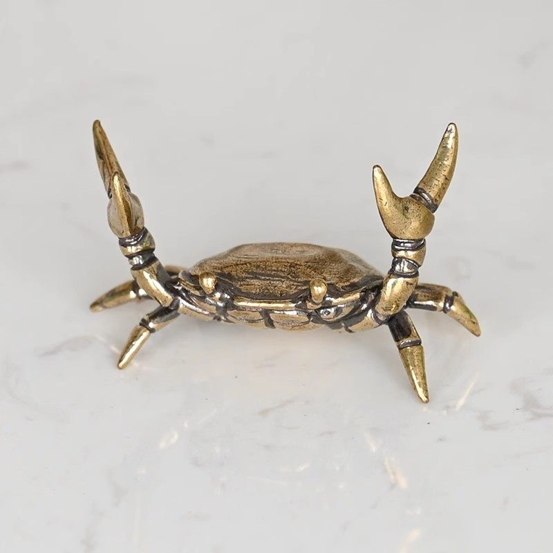 黄铜举重螃蟹摆件新款实心横财将军居家办公茶宠茶桌盖置铜工艺品,淘宝优惠券,粉丝福利购,淘宝优惠卷