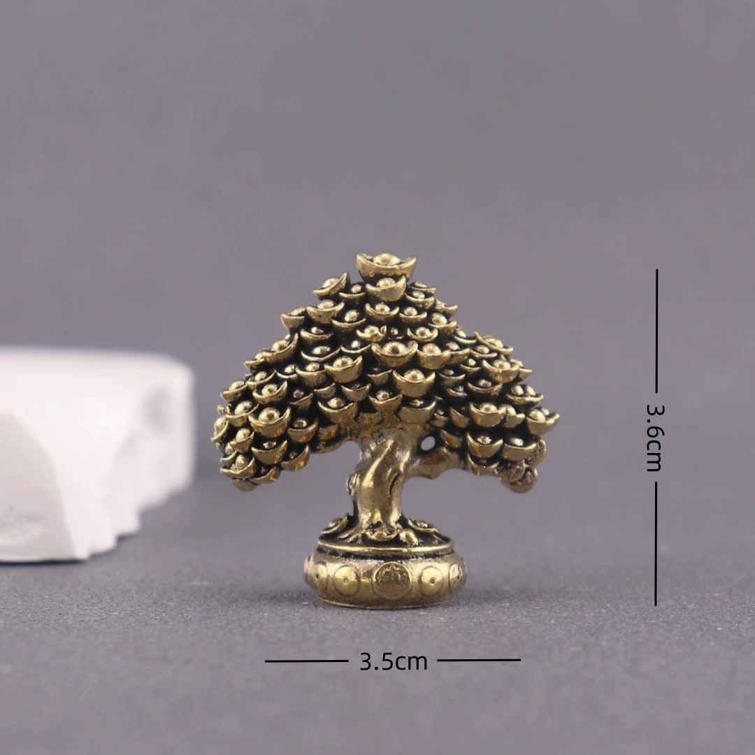 纯黄铜发财树实心招财进宝元宝树复古茶宠摆件手把件工艺品铜摆件,淘宝优惠券,粉丝福利购,淘宝优惠卷
