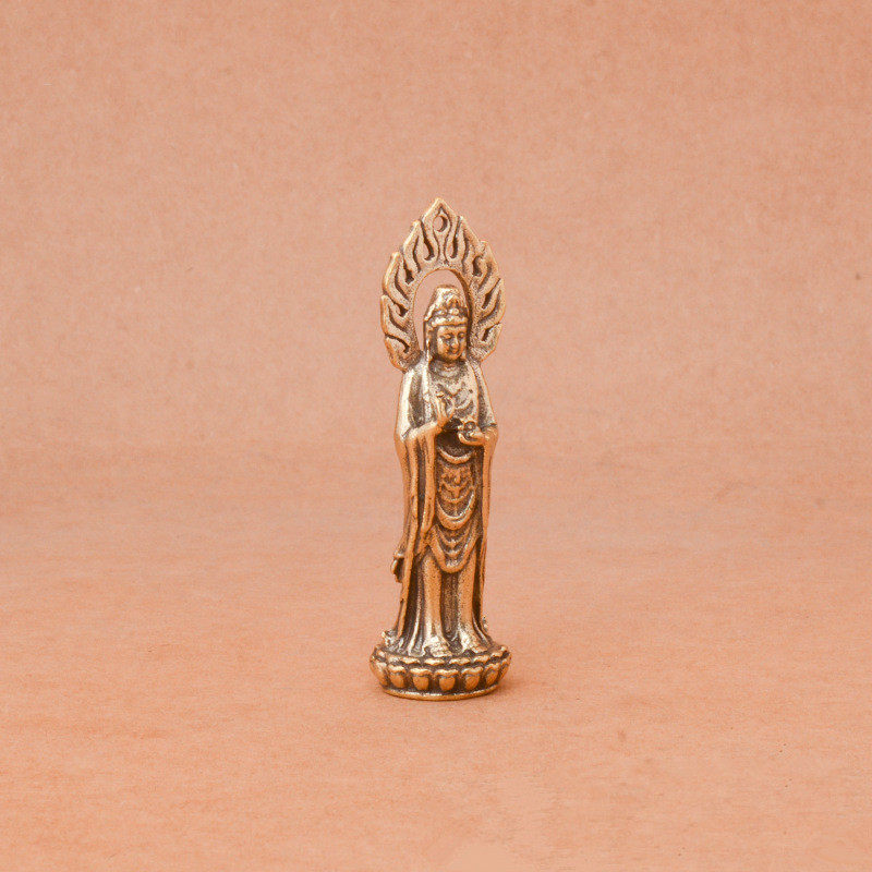 创意纯黄铜复佛光观音佛像观音铜雕居家工艺品书桌办公桌装饰摆件,淘宝优惠券,粉丝福利购,淘宝优惠卷