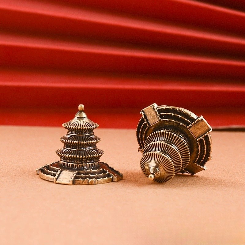 黄铜天坛复古家居装饰品办公桌茶宠假山造景创意迷你小茶宠小摆件,淘宝优惠券,粉丝福利购,淘宝优惠卷