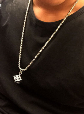 欧美时尚立体方块十字架图雕吊坠韩国潮男潮女情侣挂件配饰品女