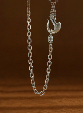 新款龙牌钺刀项链吊坠铜镀泰银复古民族风藏式男款斧头时尚项坠