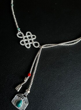 蒙古元素吉祥结蒙古包马头琴项链复古小众设计款纯手工制作毛衣链