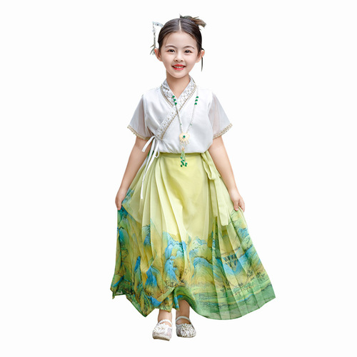 汉服女童马面裙套装2024新款儿童夏装新中式国风大童女孩夏季裙子