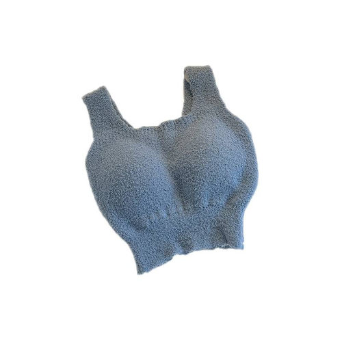 秋冬款羊羔绒女士内衣保暖加绒背心自带胸垫文胸一体式女内衣长版 - 图3