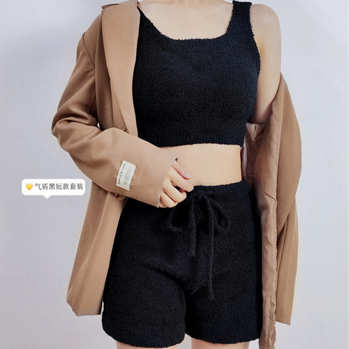 秋冬款羊羔绒女士内衣保暖加绒背心自带胸垫文胸一体式女内衣长版 - 图1