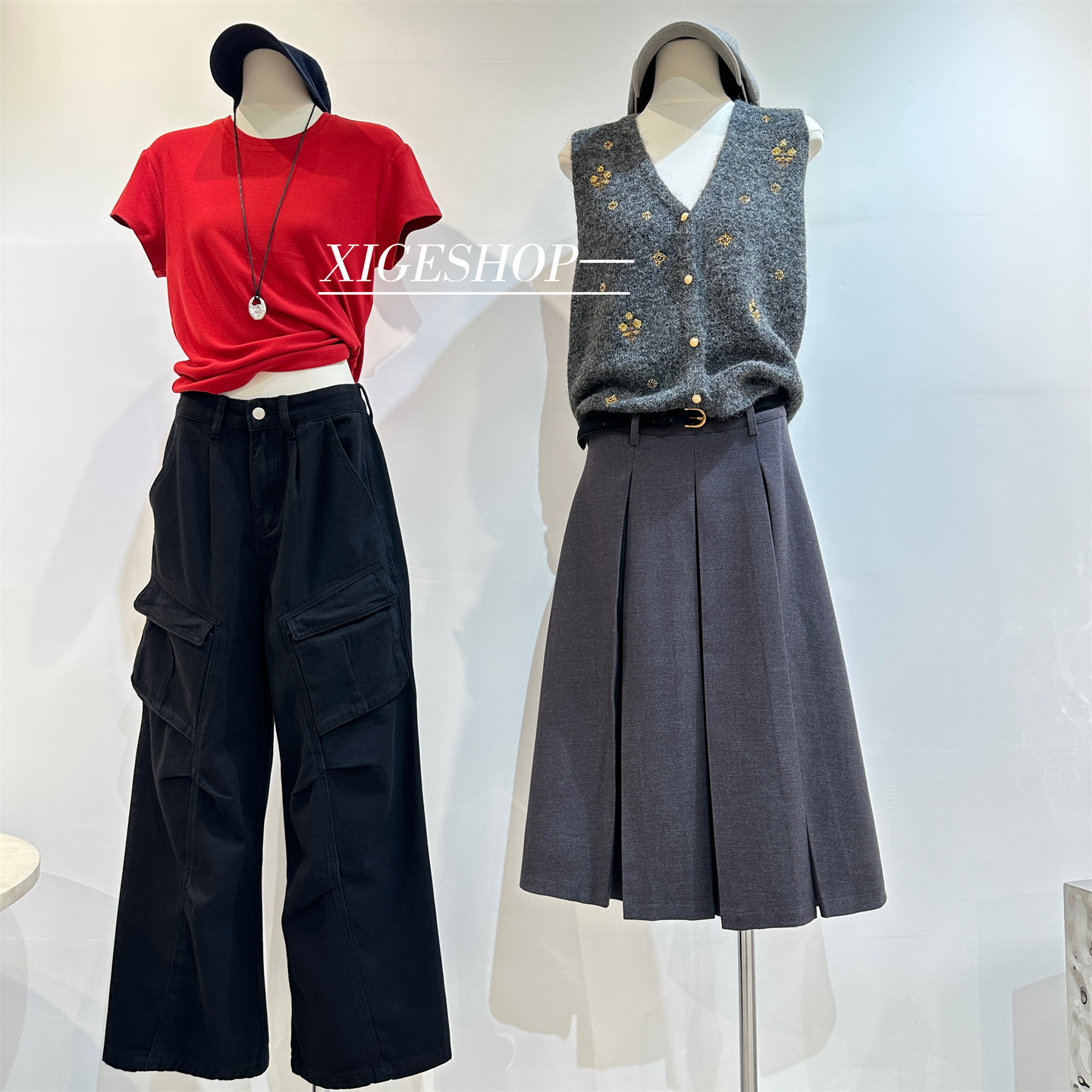 小众轻奢钉珠复古V领针织马甲女叠穿外搭设计感宽松马夹上衣秋冬 - 图1