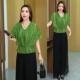 ເສື້ອຍືດຄໍ V ພິມ chiffon ແມ່ຍິງແຂນສັ້ນ 2025 ເສື້ອ bat ລະດູຮ້ອນໃຫມ່ ແອວ slim ສັ້ນແມ່ຍິງເທິງ