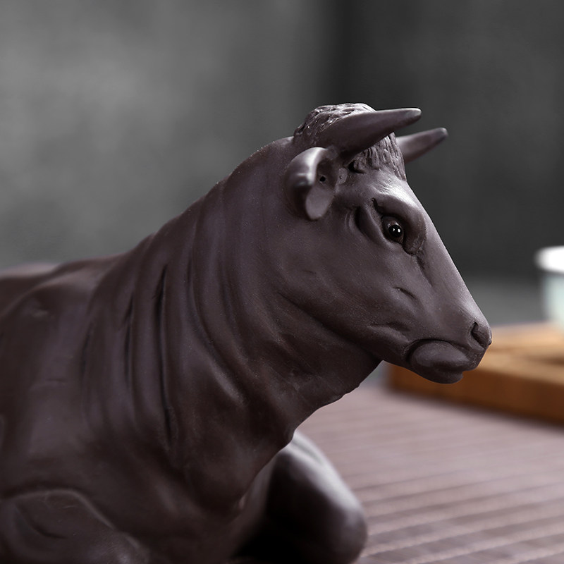 紫砂牛摆件大号茶宠雕塑精品手工茶玩名家创意茶具配件老牛招财运,淘宝优惠券,粉丝福利购,淘宝优惠卷