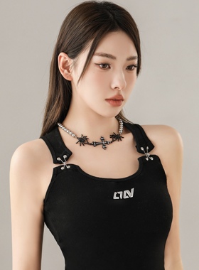 Starfire仿珍珠朋克女锁骨链