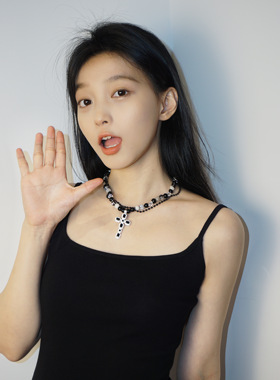 Starfire钛钢叠带个性锆石项链