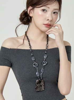 豹纹吊坠项链女款甜酷多巴胺毛衣