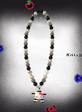 复古手作可爱黑白五角星项链