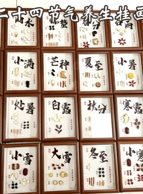 二十四节气中草药标本画中药医馆墙药食同源茶饮文创养生展示摆件