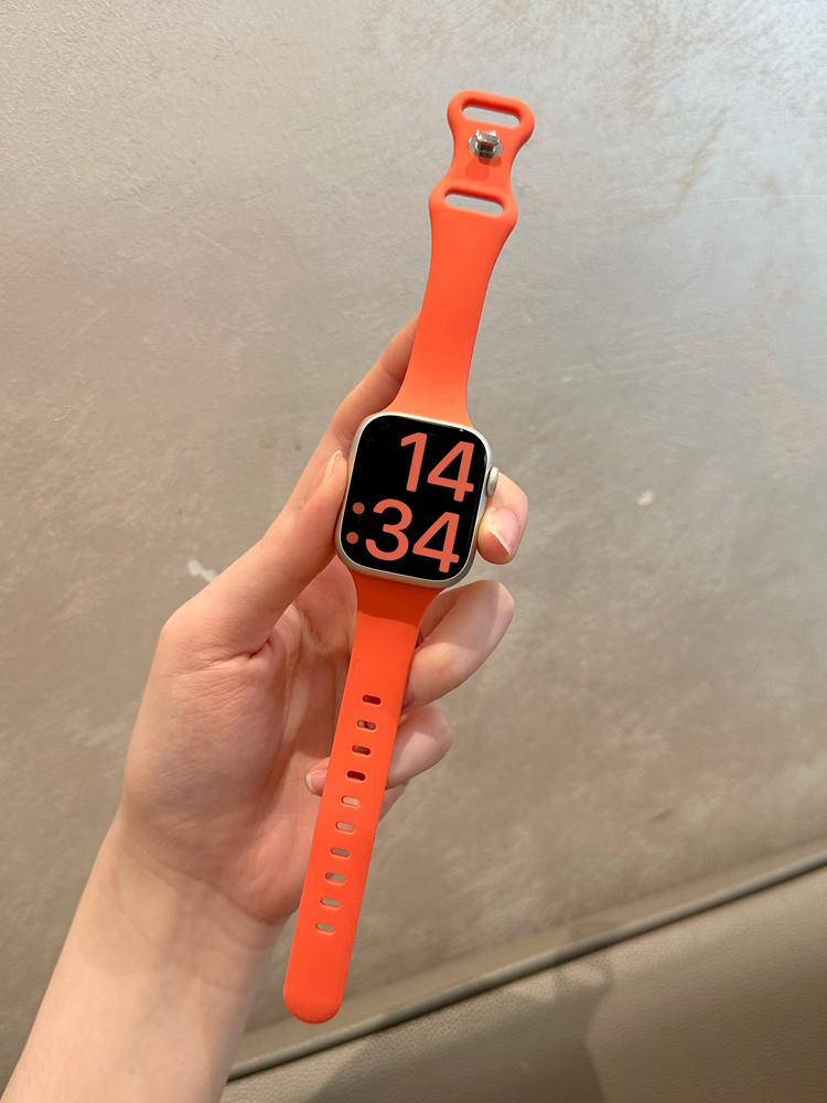 适用apple watch8表带运动硅胶苹果手表iwatch765/SE2代细款蝴蝶扣男女生新款45/41mm小众高级感可爱夏季透气 - 图3