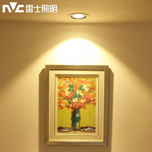 雷士照明LED射灯cob天花灯嵌入式8公分家用吊顶3W服装背景墙孔灯 - 图1