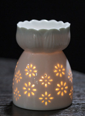 可贴标白色镂空炉子茶蜡加热