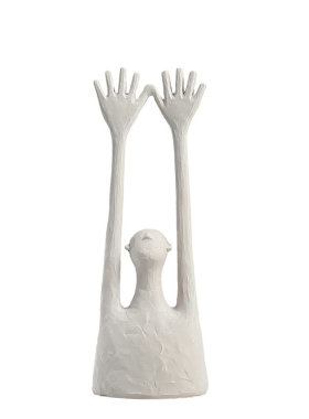 现代简约抽象树脂举手人偶雕塑摆件样板间售楼处客厅桌面装饰品