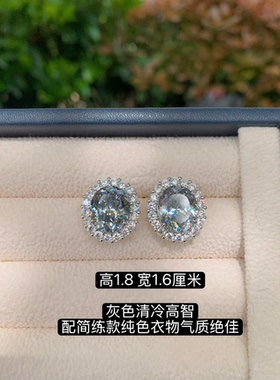 加厚镀18K金高保色高质感精工人工红蓝彩宝祖母绿轻奢耳钉耳环