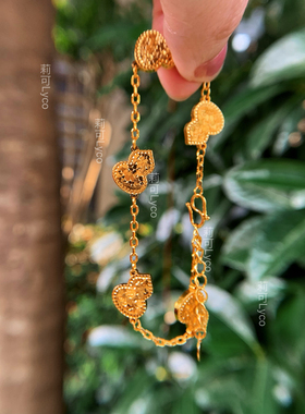 三层镀黄金仿真金实心葫芦碎冰冰手链轻奢气质送女友礼物精致龙鳞