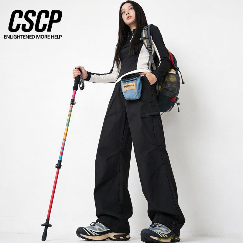 山系户外工装风冲锋裤情侣阔腿裤女宽松显瘦多口袋防泼水登山裤子,淘宝优惠券,粉丝福利购,淘宝优惠卷