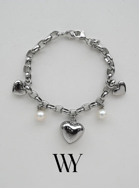 WY冬季上新个性金属手链情侣款手饰欧美小众双层叠戴配饰