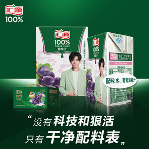 汇源100%葡萄汁玲珑礼盒200ml*12盒纯果汁饮料过年货用品送礼饮品