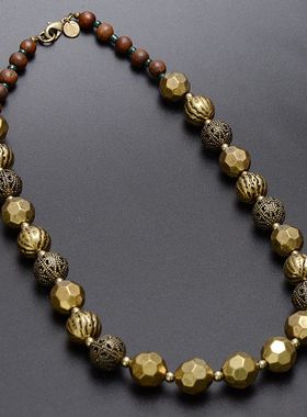 欧美复古民族多面体珠子毛衣链