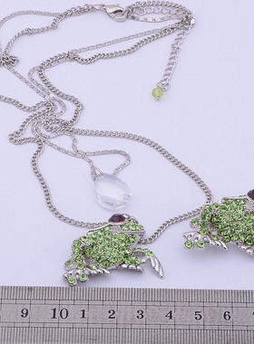 欧美饰品百搭水晶青蛙胸针毛衣链